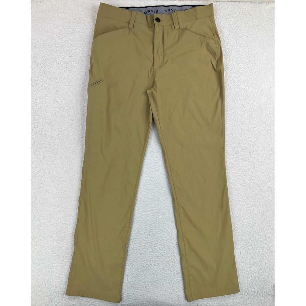 Orvis Pants Mens 36x34 Beige Tech Regular Fit Stretch Nylon Water Repellent
